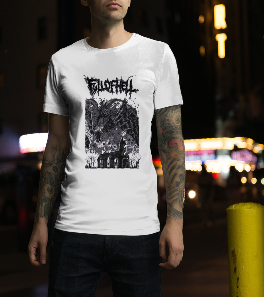 Full Of Hell Demon Goat Over Church Scene T-Shirt