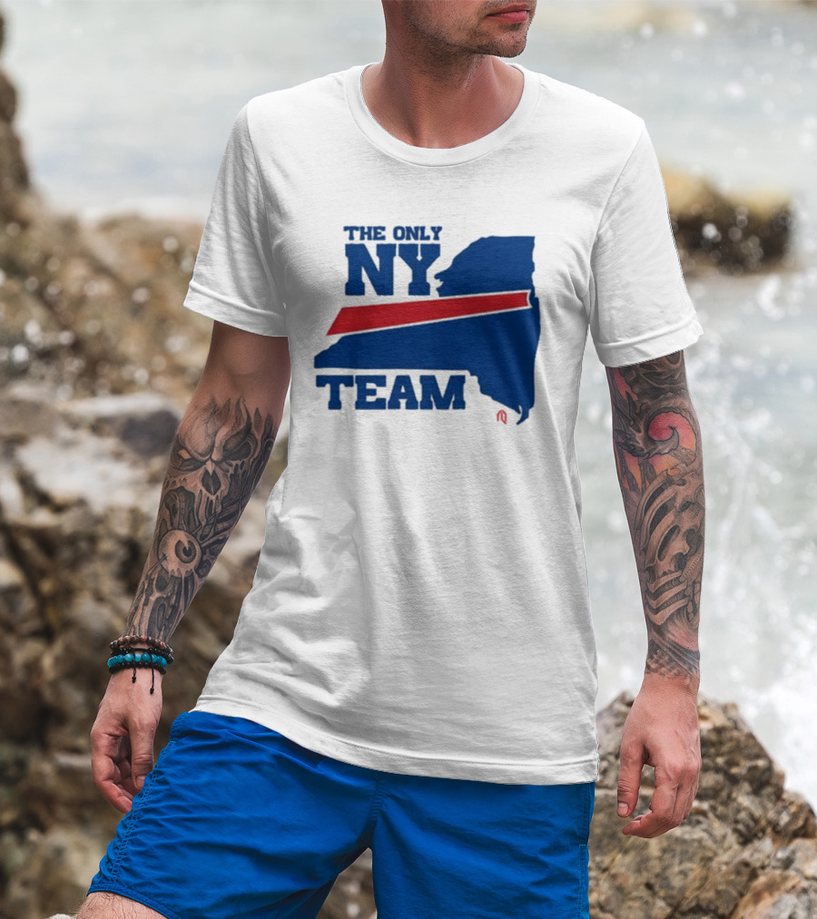The Only NY Team New York State Silhouette Red Stripe T-Shirt