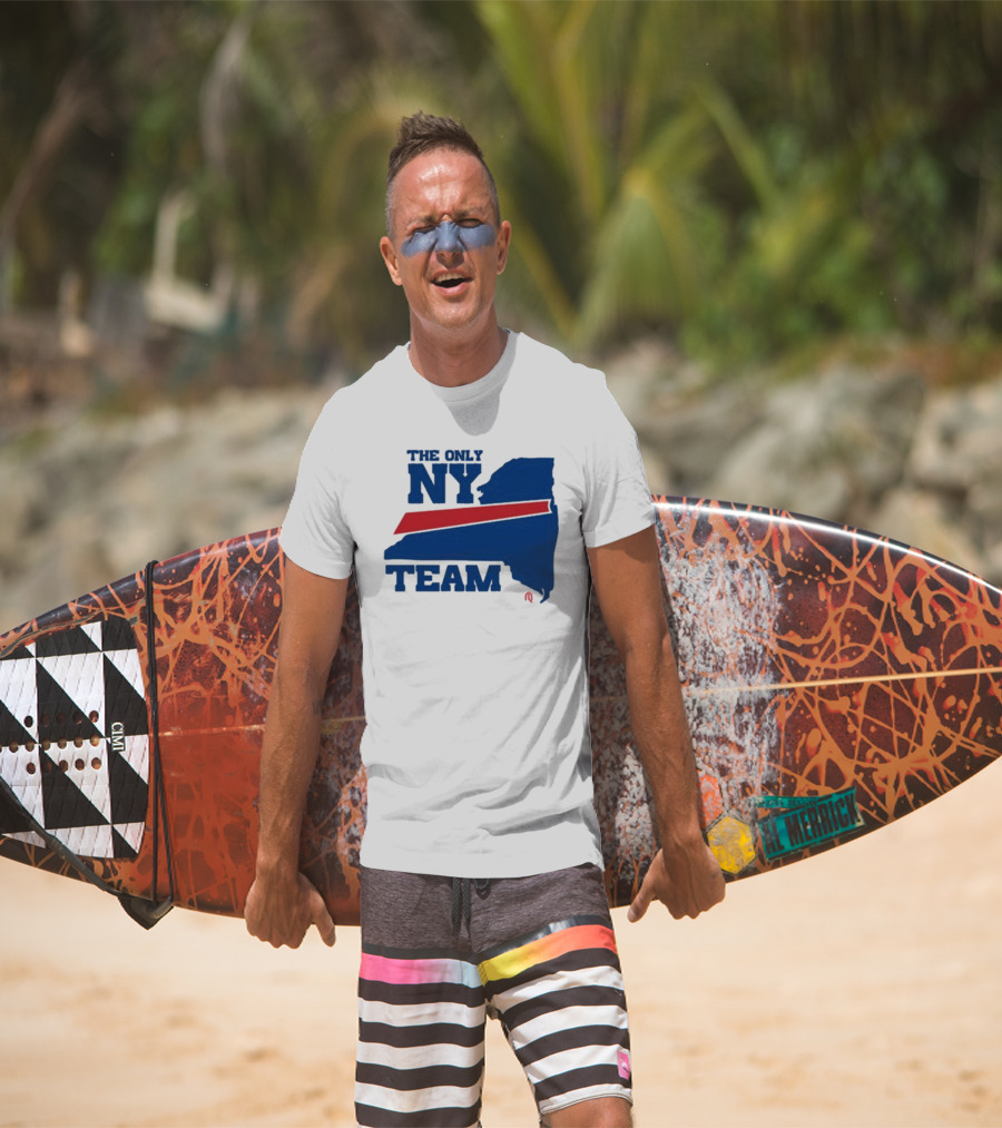 The Only NY Team New York State Silhouette Red Stripe T-Shirt