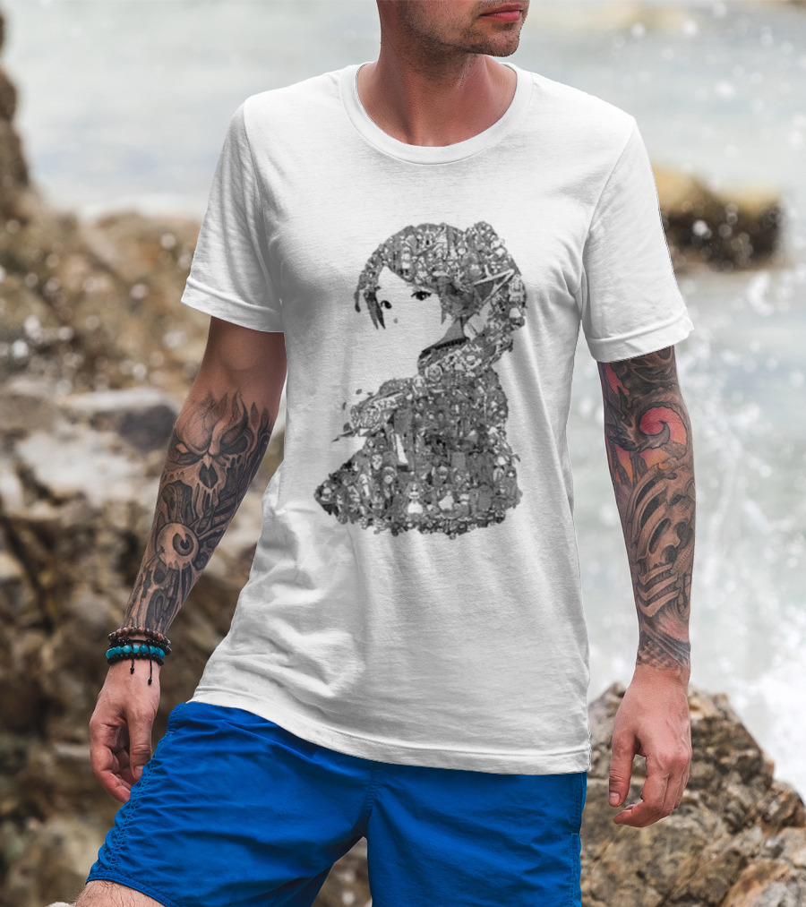 Turned Ninja Frieren Manga Collage Character T-Shirt