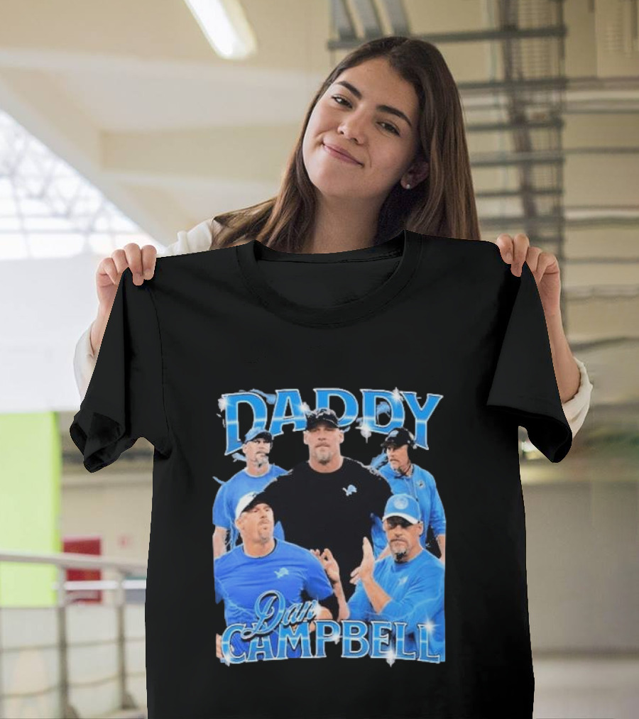 Daddy Dan Campbell Detroit Lions Football Coach Collage T-Shirt