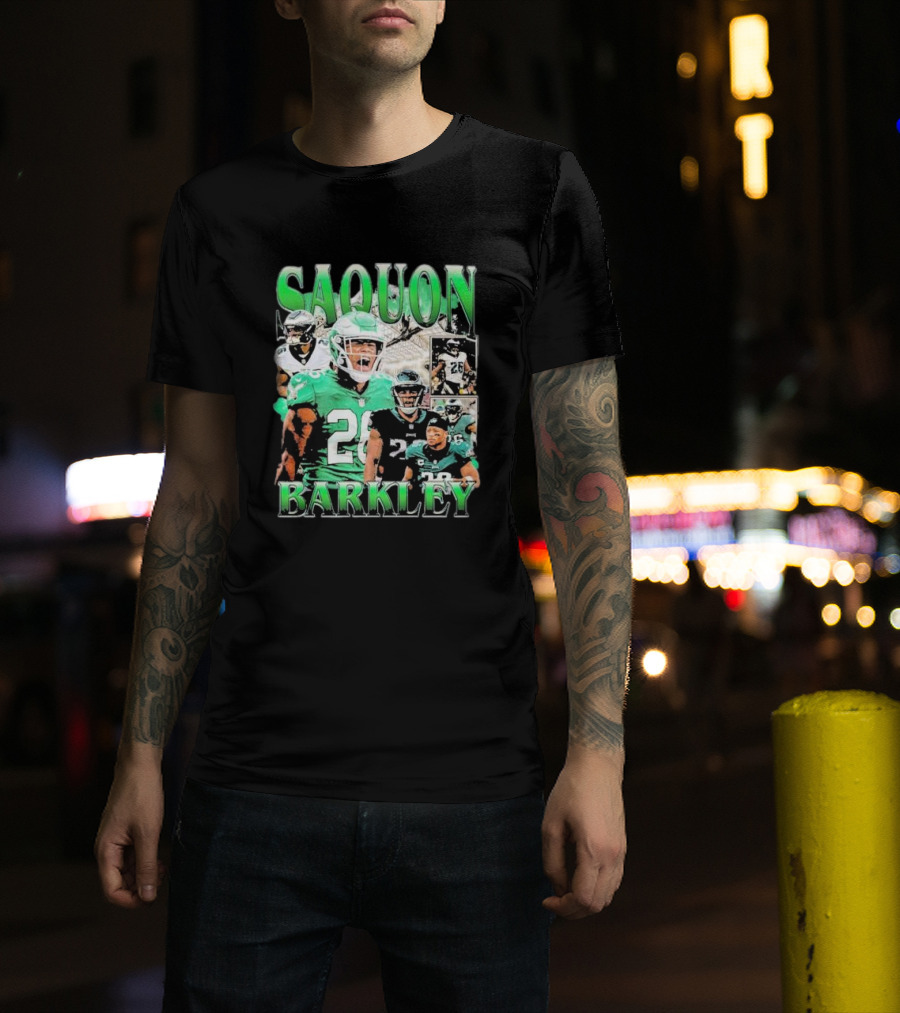 SAQUON BARKLEY Players In Green And Black Jersey Collage T-Shirt
