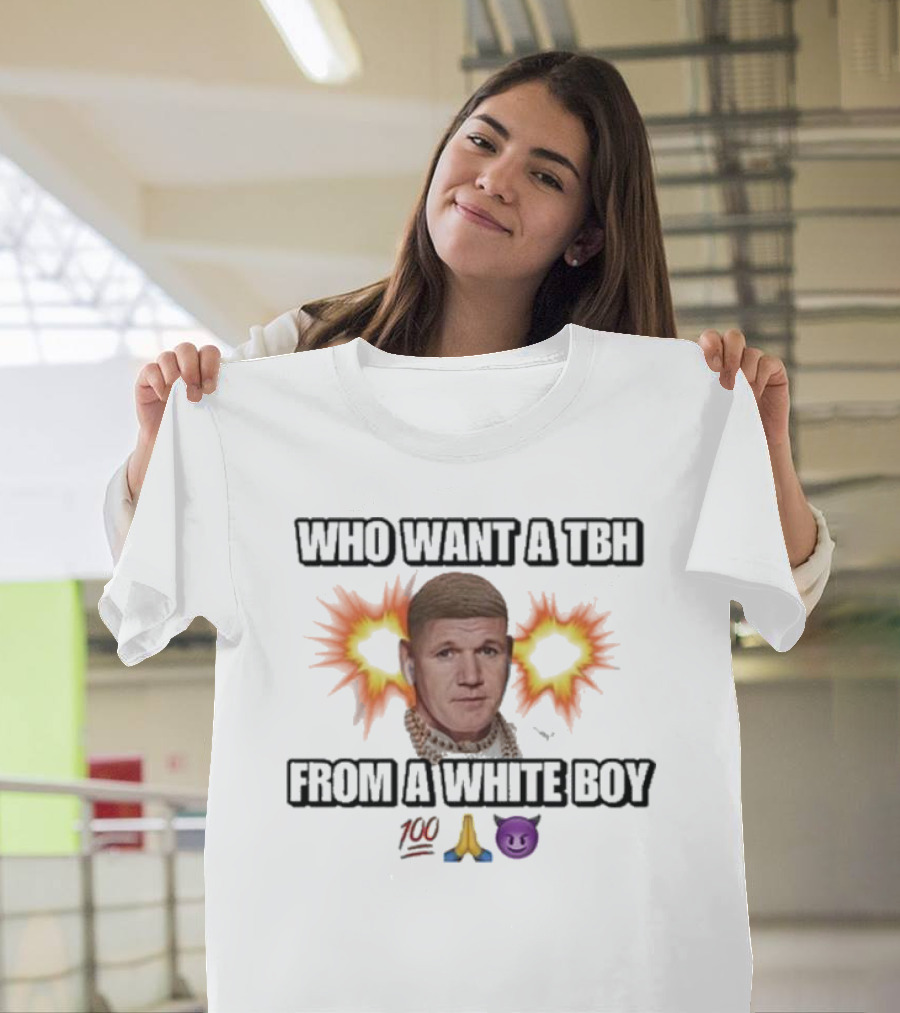 Who Want a Tbh from a White Boy 100 Pray Purple Devil Emoji Explosion T-Shirt