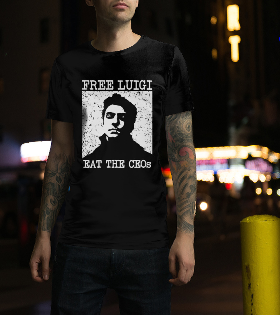 Free Luigi Eat The CEOs Stencil T-Shirt