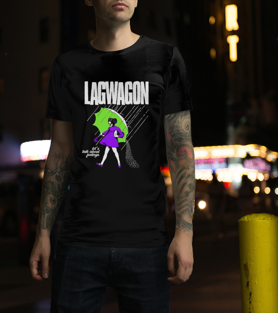 Lagwagon Let’s Talk About Feelings Green Umbrella Rain Girl Salty T-Shirt