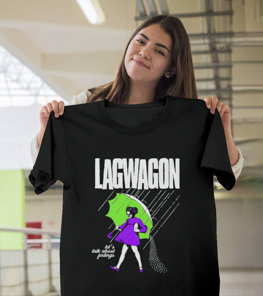 Lagwagon Let’s Talk About Feelings Green Umbrella Rain Girl Salty T-Shirt