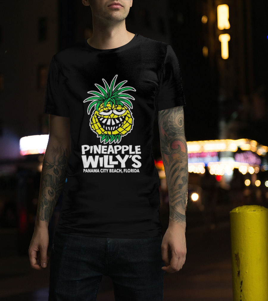 Pineapple Willy's Panama City Beach Florida Smiling Pineapple Face T-Shirt