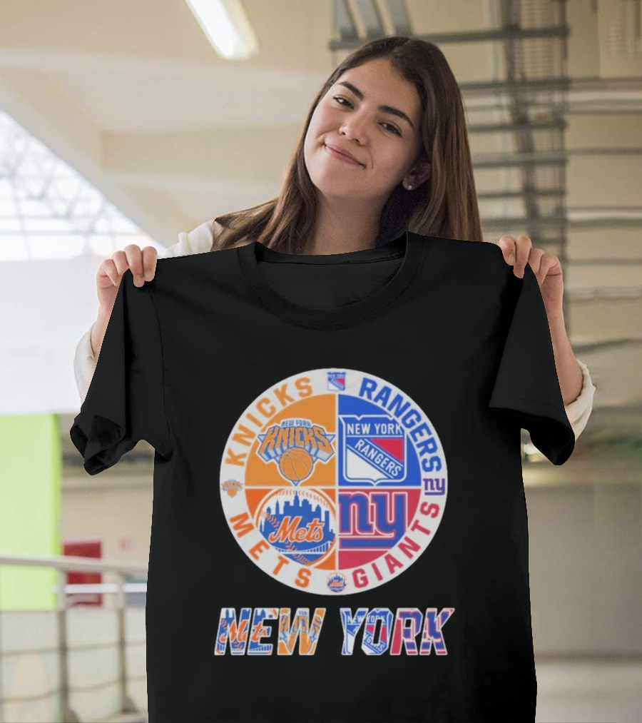 New York Knicks Rangers Mets Giants Mashup T-Shirt