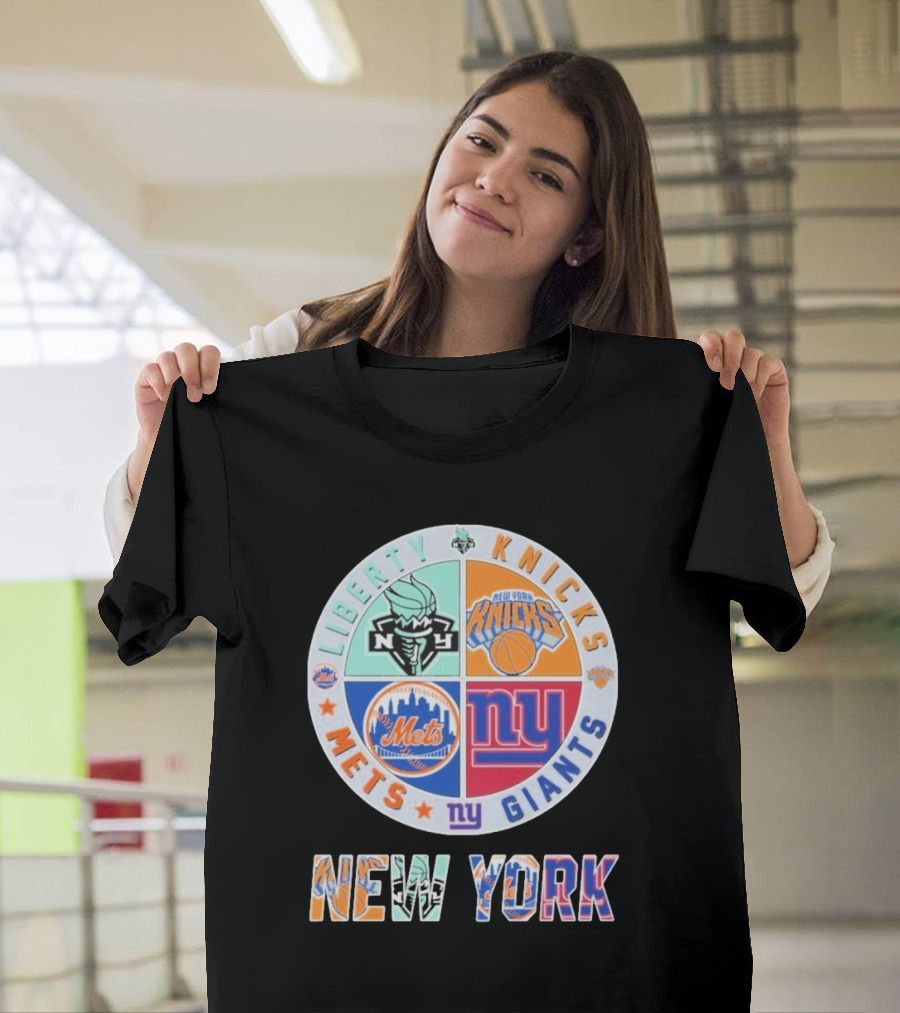 New York Liberty Knicks Mets Giants Yankees T-Shirt