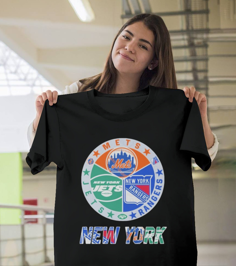 New York Mets Jets Rangers Logo Collaboration T-Shirt