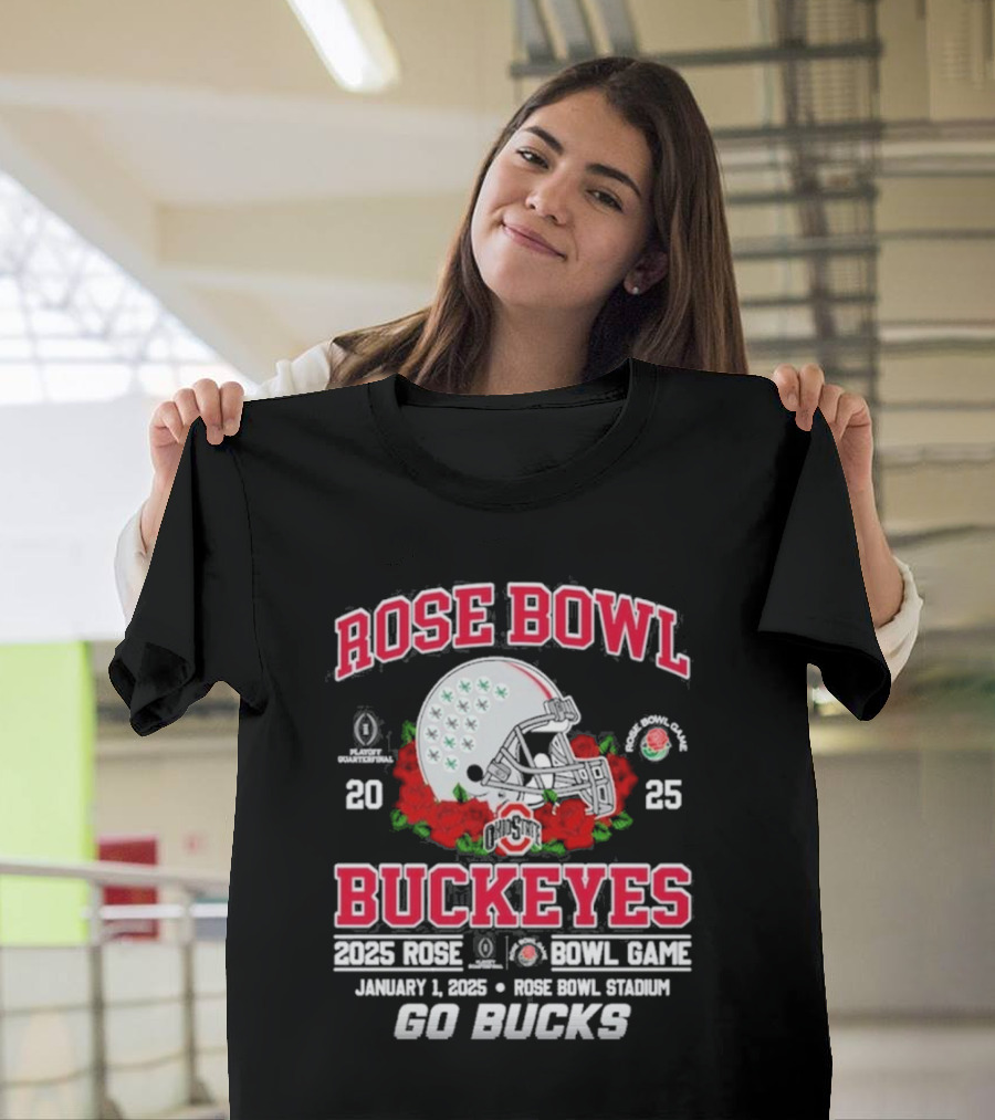 Ohio State Buckeyes Playoff Rose Bowl Game 2025 January 1 Rose Bowl Stadium Go Bucks T-Shirt