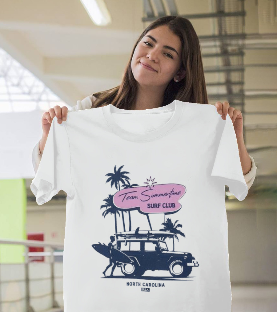 Team Summertime Surf Club Jeep Adventure North Carolina USA T-Shirt