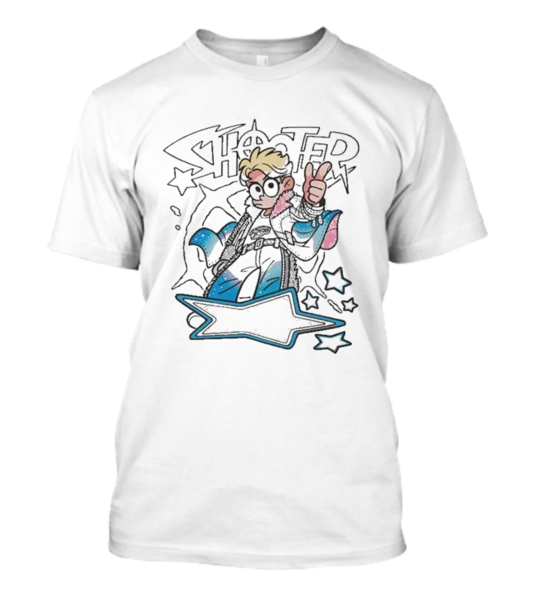 Umino Shota X Nielsen Shooter Collaboration Stars And Peace Sign T-Shirt