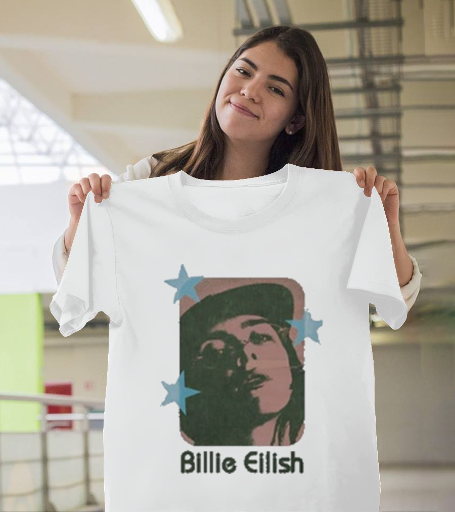 Billie Eilish Vintage Portrait with Stars T-Shirt