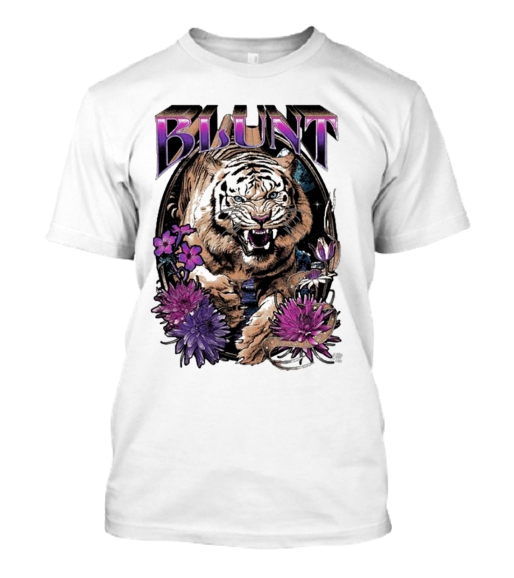 BLunt Fierce Tiger With Flowers T-Shirt