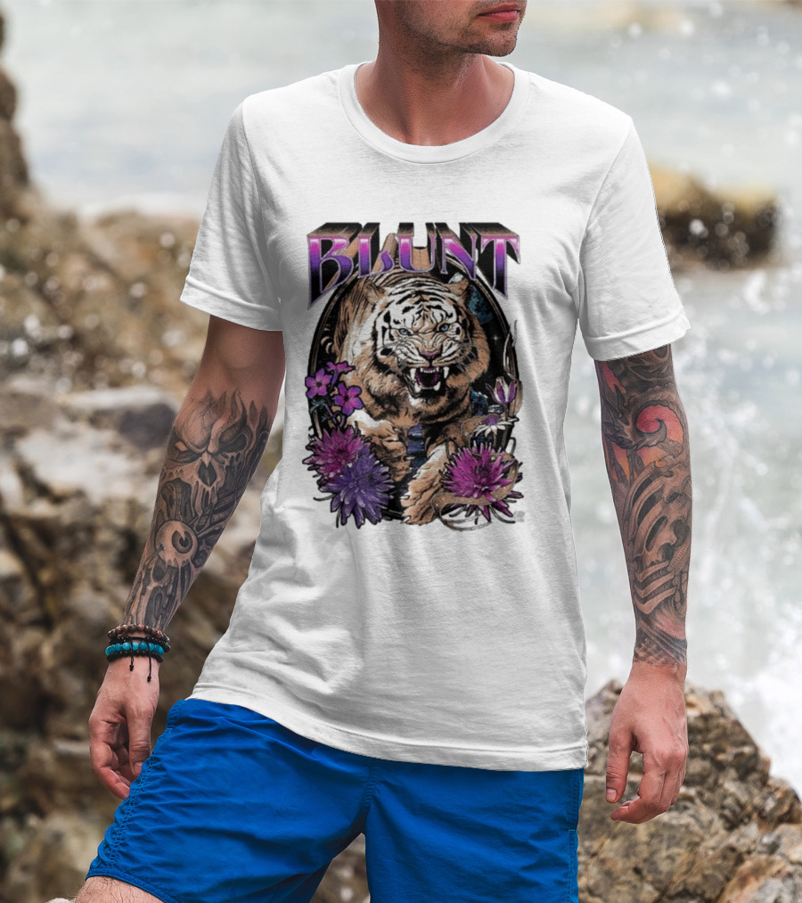 BLunt Fierce Tiger With Flowers T-Shirt