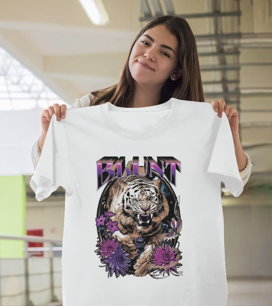 BLunt Fierce Tiger With Flowers T-Shirt
