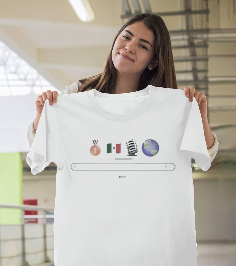 La Platica Podcast Emoji Mexican Flag Planet Search T-Shirt