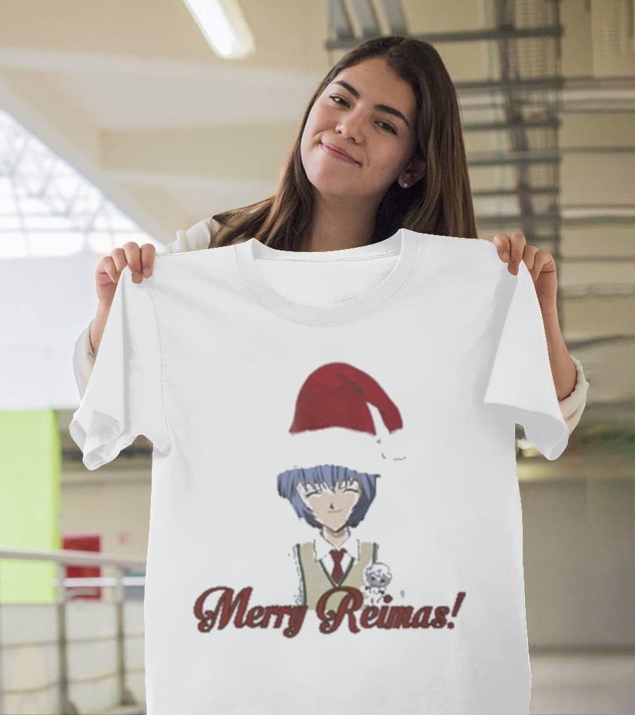 Merry Reimas Anime Character Santa Hat Holiday T-Shirt