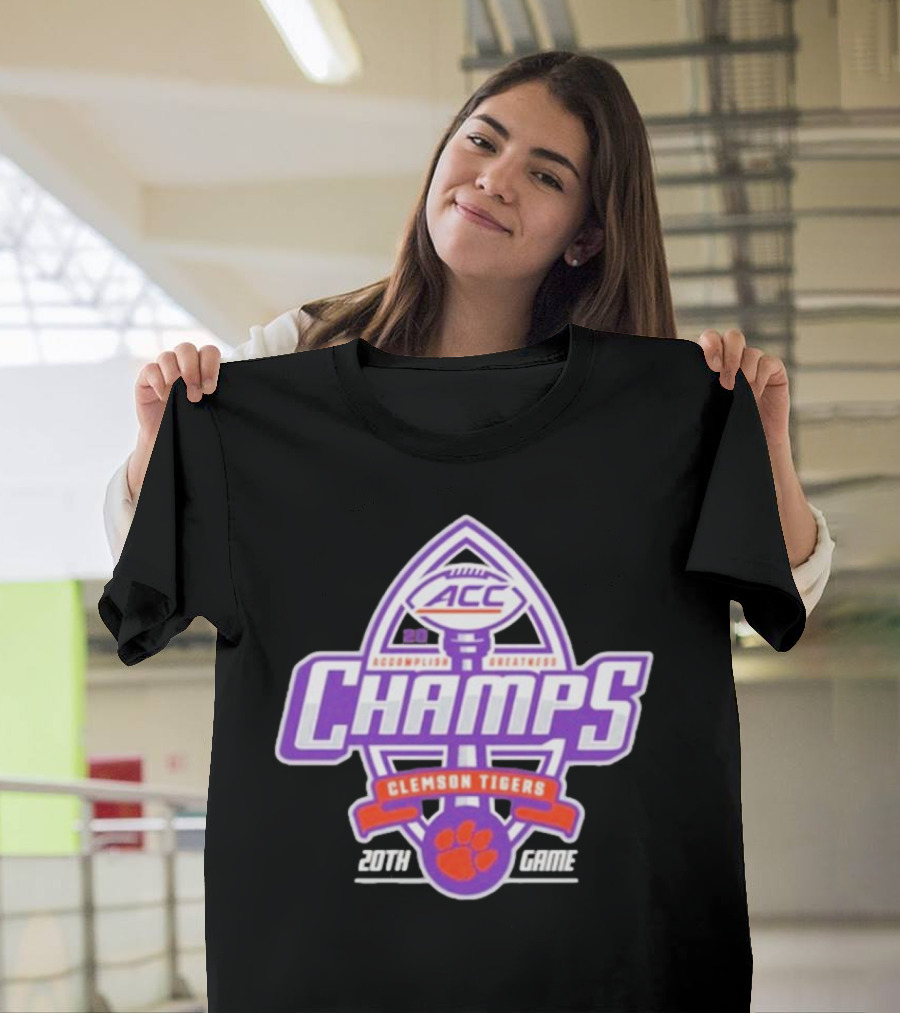 Clemson Tigers ACC Champs 20th Game 2024 Football Accomplish Greatness T-Shirt
