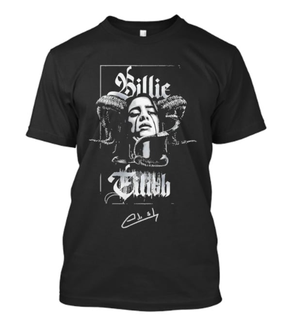 Billie Eilish Signature Gothic Portrait With Snakes T-Shirt