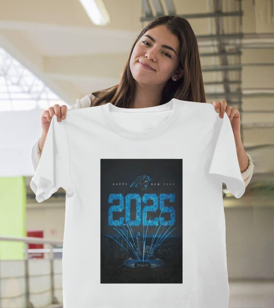 Carolina Panthers Happy New Year 2025 T-Shirt
