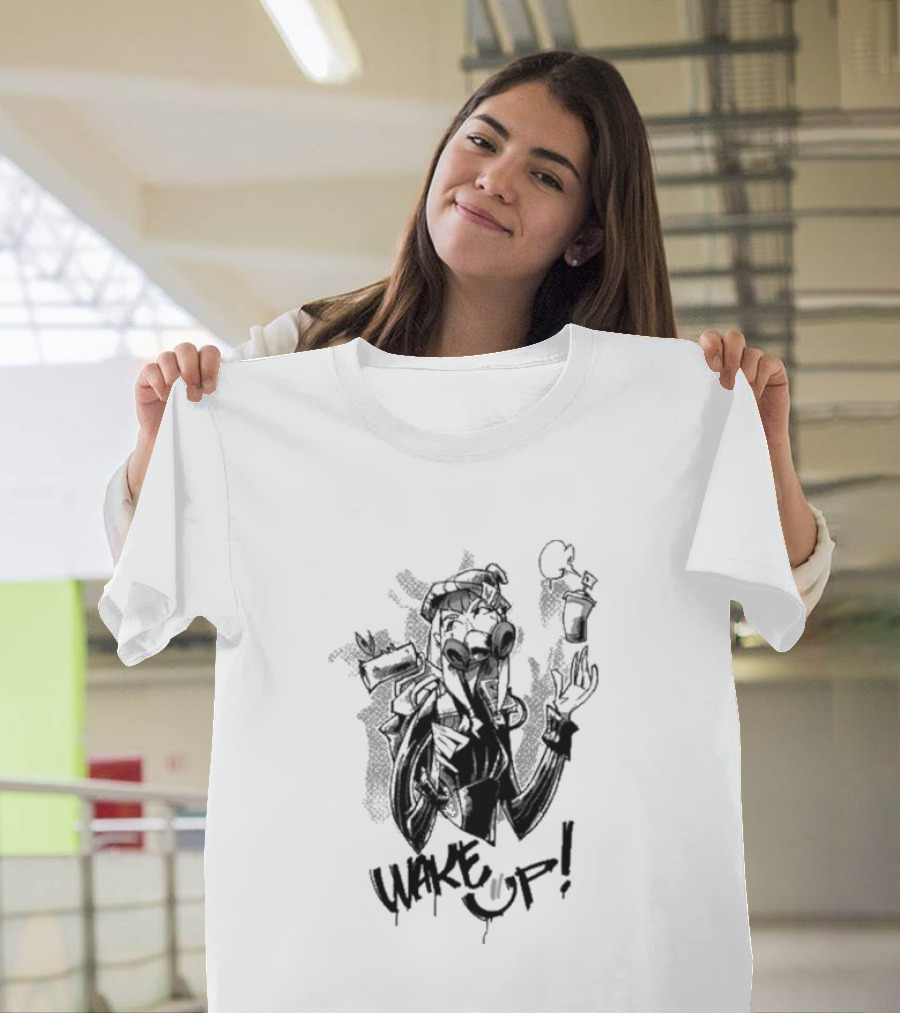 Warframe Aoi Wake Up Gas Mask Graffiti Style Character T-Shirt