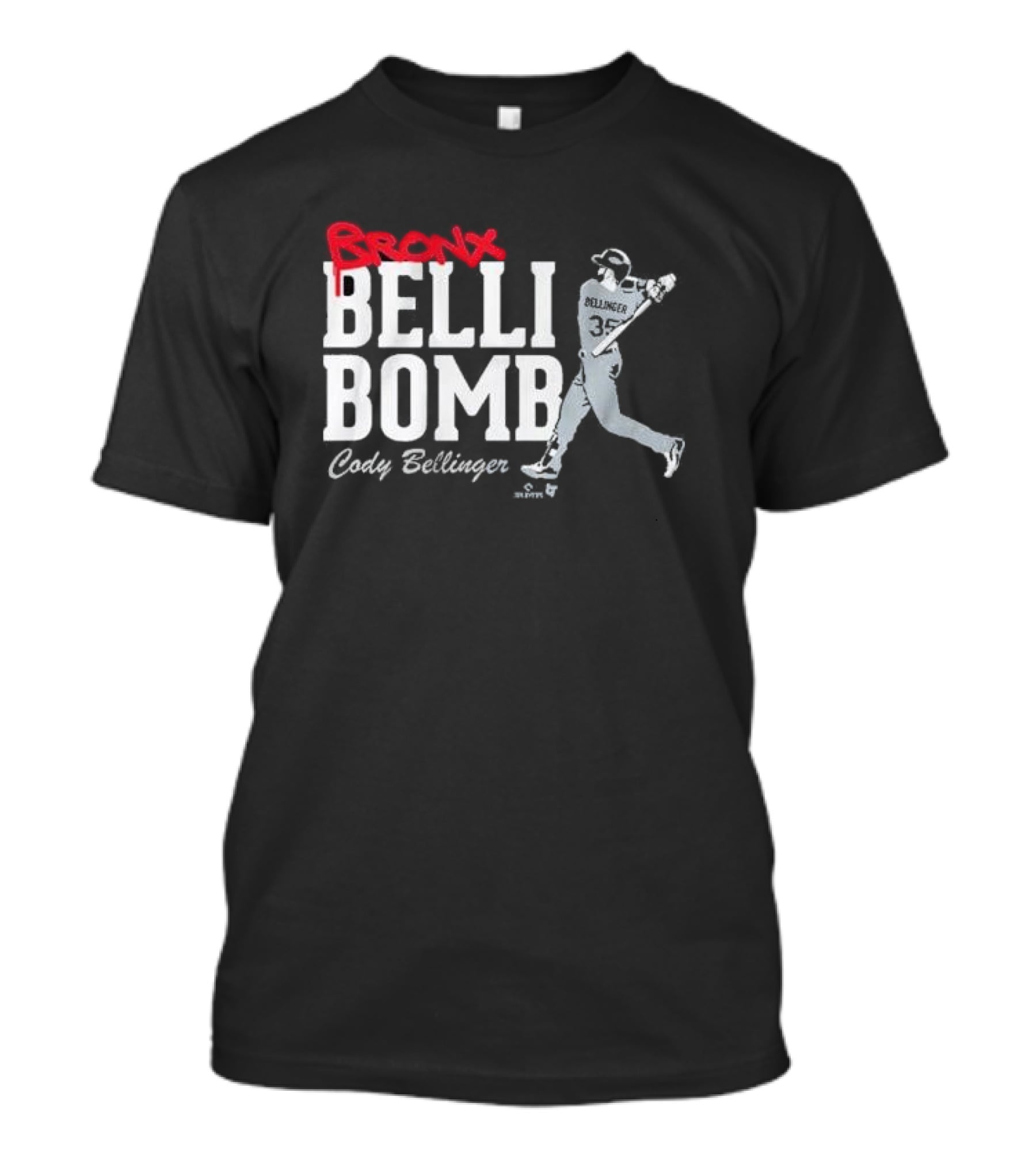 Cody Bellinger Bronx Belli-Bomb Baseball Swing T-Shirt