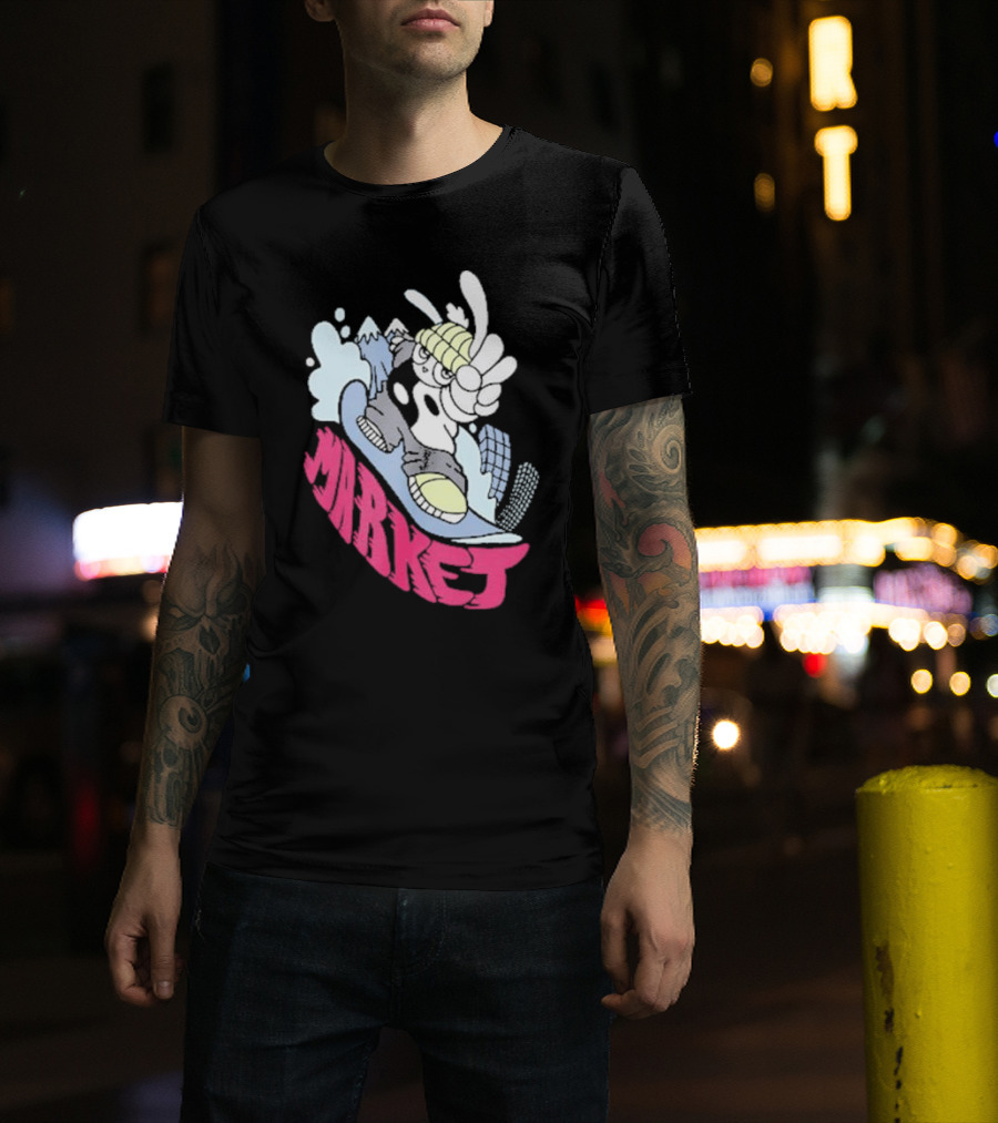 Shibuya Shred Market Snowboarding Rabbit Cartoon T-Shirt