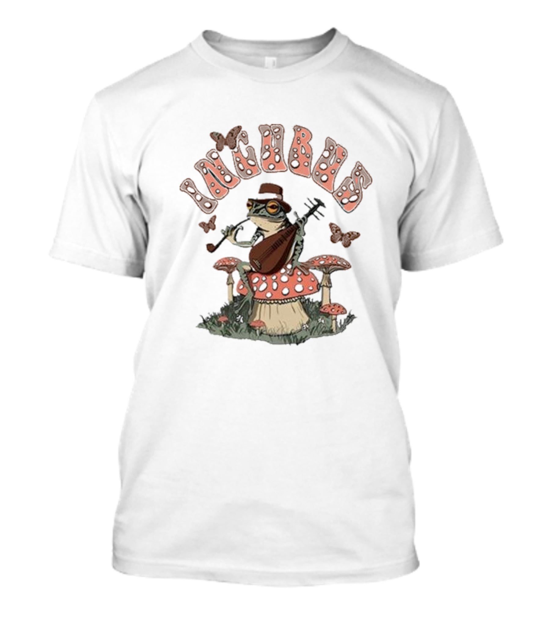 Incubus Shroom Frog Playing Mandolin With Butterflies And Mushrooms T-Shirt
