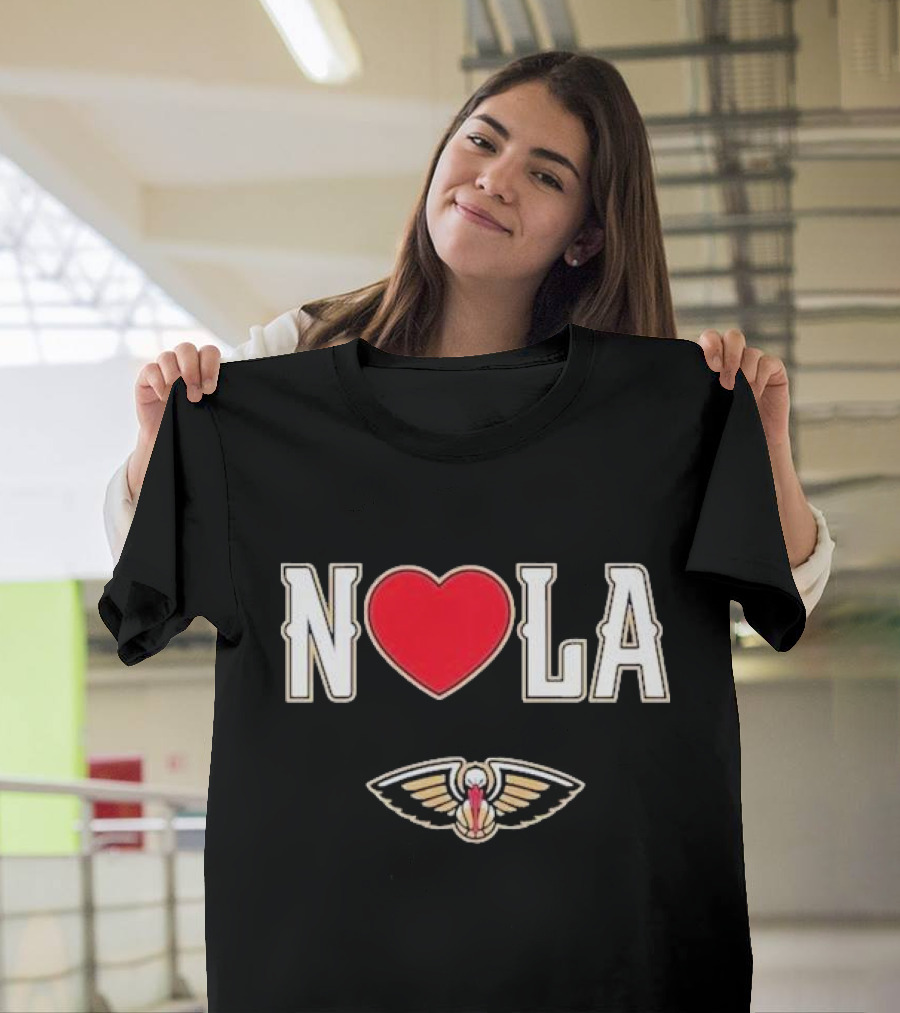 New Orleans Pelicans Heart NOLA Love with Pelicans T-Shirt