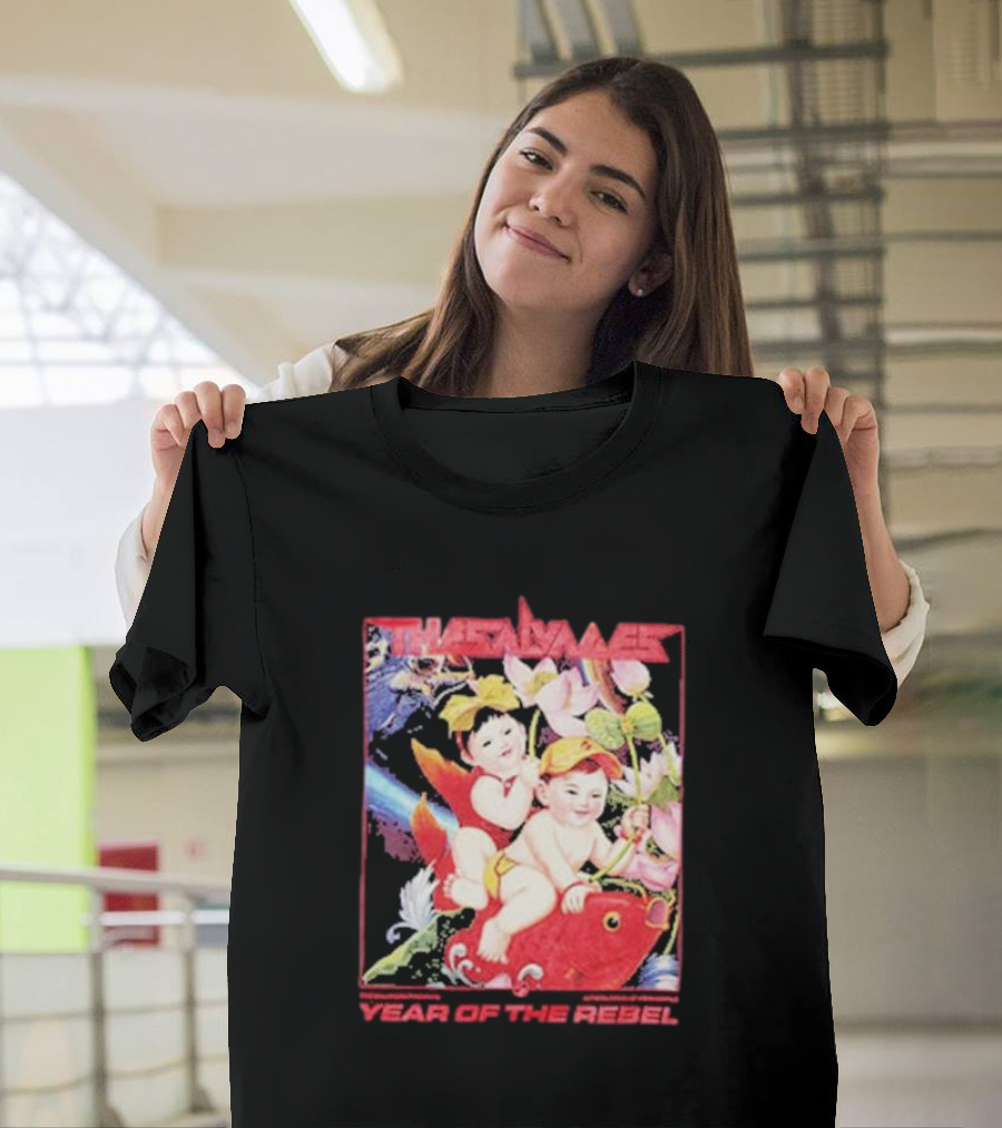 The Salvages Year Of The Rebel Playful Children on Fish and Lotus Blossoms T-Shirt