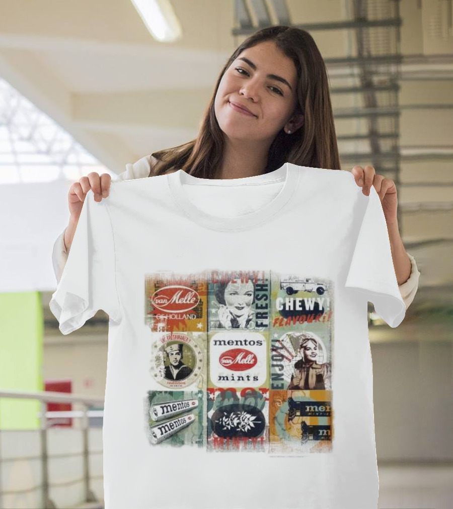 Van Melle Mentos Fresh Minty Chewy Flavours Collage Enjoy Holland Mints T-Shirt
