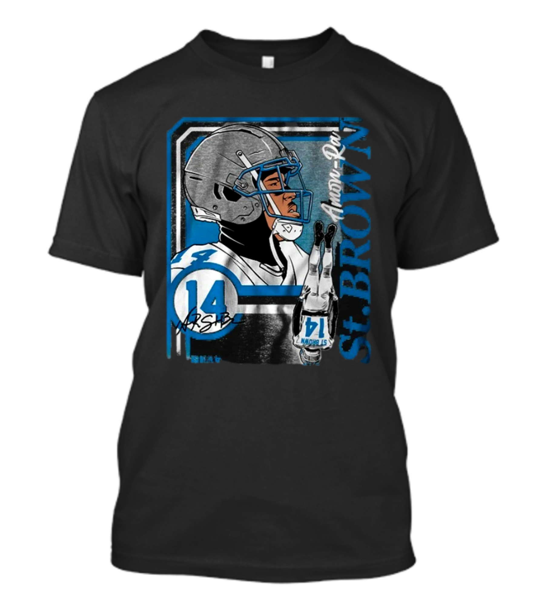 Amon-Ra St. Brown Number 14 Football Helmet Glove Collage T-Shirt