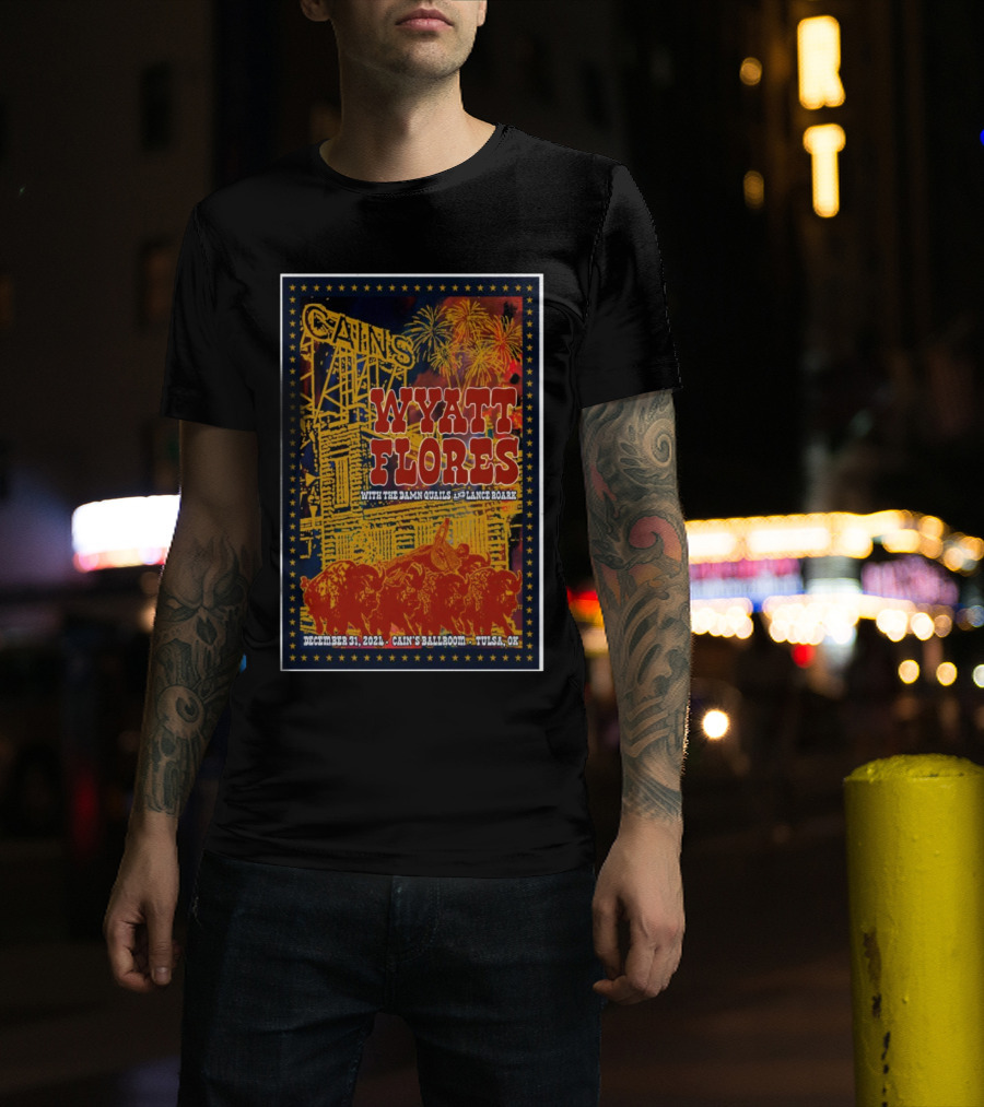 Wyatt Flores With The Damn Quails And Lance Roark At Cain’s Ballroom Tulsa OK December 31 T-Shirt