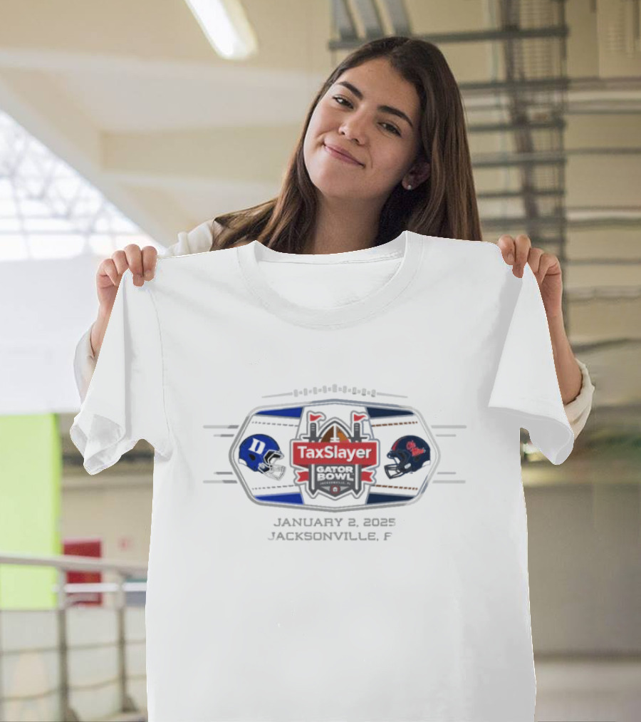 Ole Miss Rebels Vs Duke Blue Devils TaxSlayer Gator Bowl January 2, 2025 Jacksonville FL Helmets T-Shirt