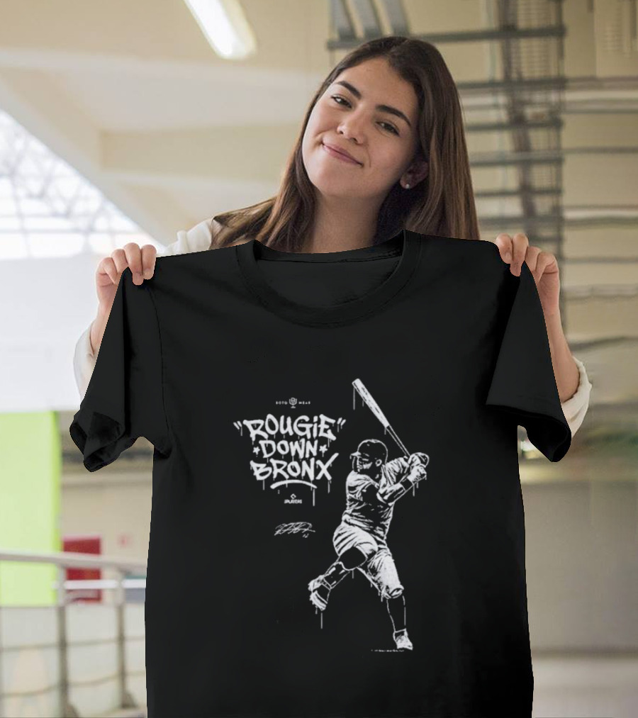 Rougie Down Bronx Yankees Baseball Player Action T-Shirt
