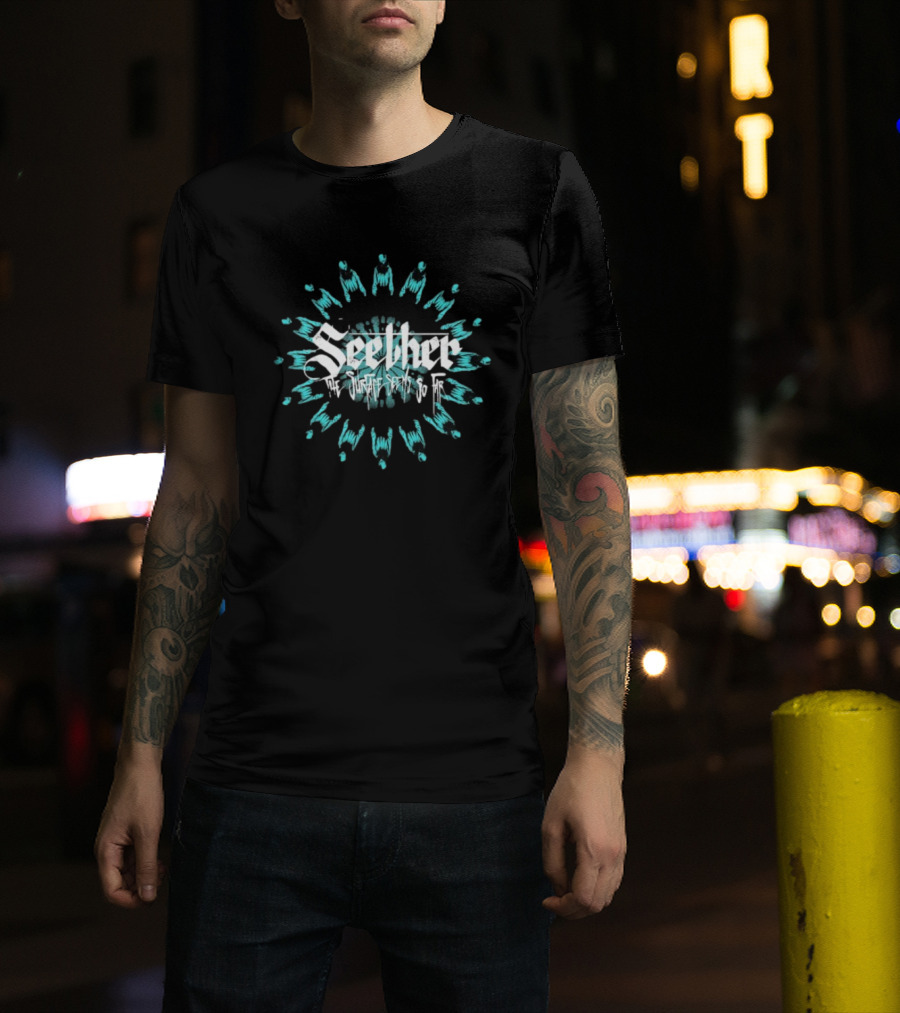 Seether The Surface Seems So Far Circle Blue And White Motif T-Shirt