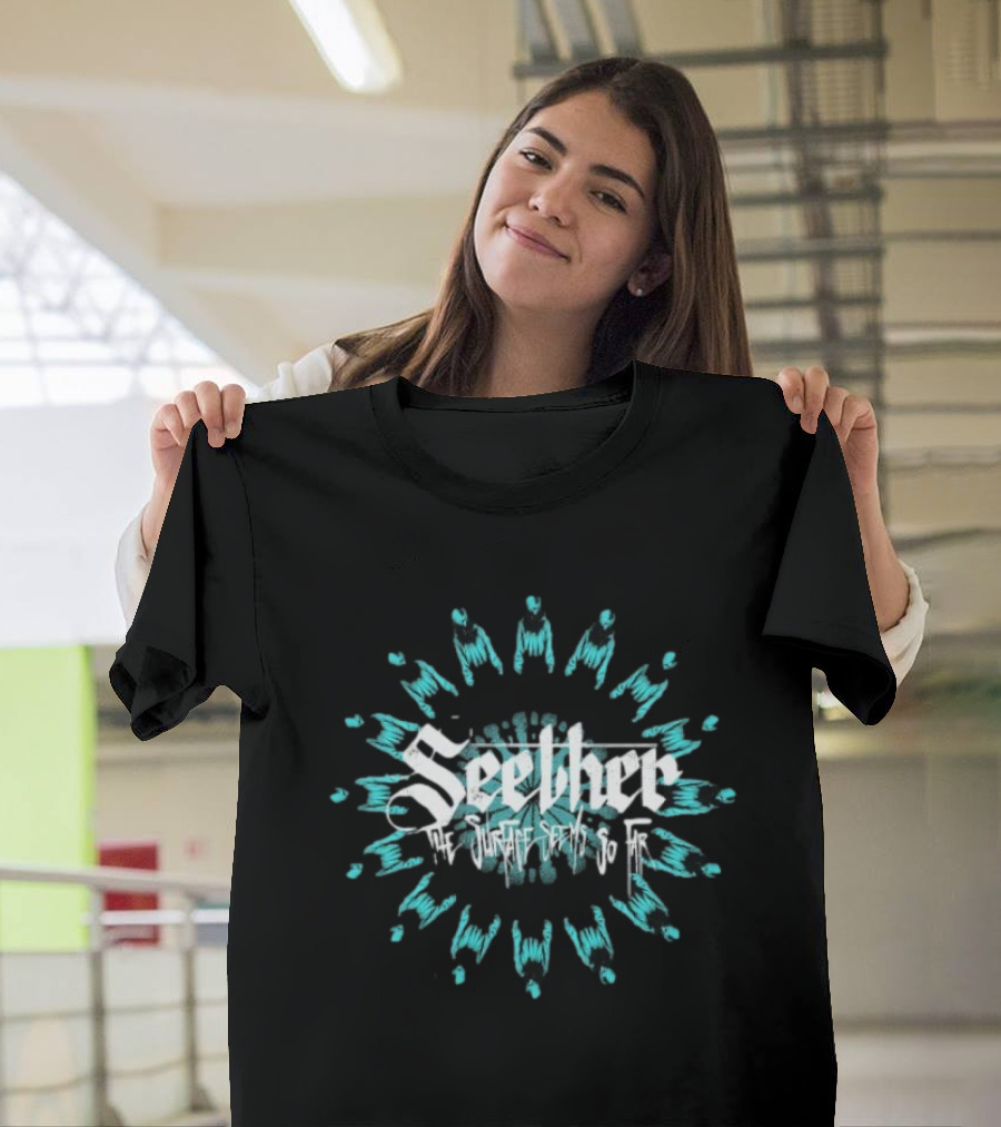 Seether The Surface Seems So Far Circle Blue And White Motif T-Shirt