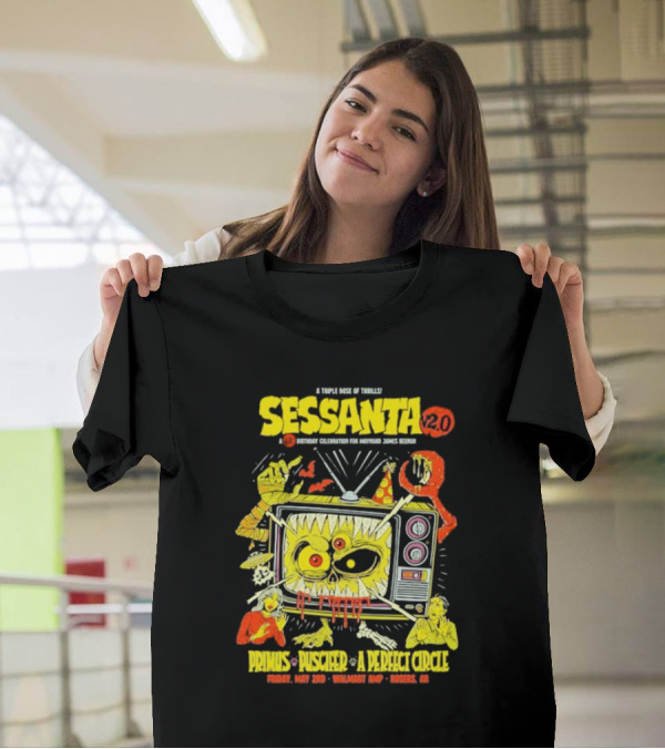 Sessanta 2.0 Event Primus Puscifer A Perfect Circle May 2 2025 Rogers AR Walmart AMP TV T-Shirt