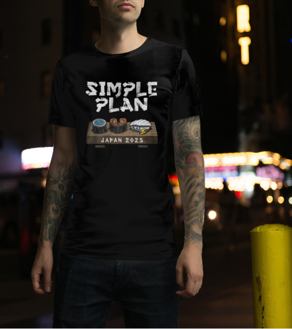 Simple Plan Japan 2025 Sushi Icons T-Shirt