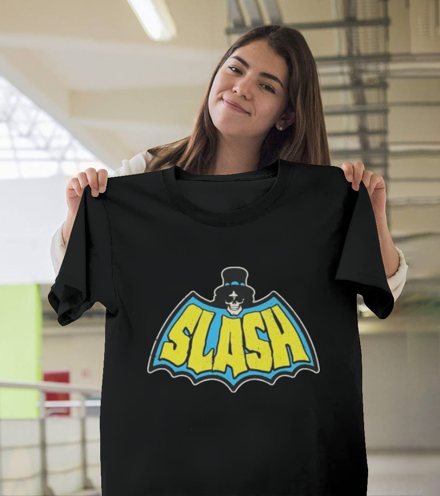SLASH Batman Inspired Logo With Top Hat And Skull T-Shirt