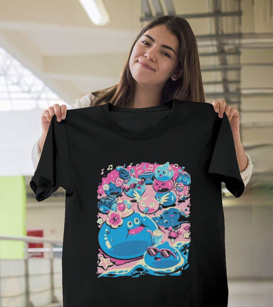 Summer Slimes Cute Blue And Pink Watercolor Style Festival Fun T-Shirt