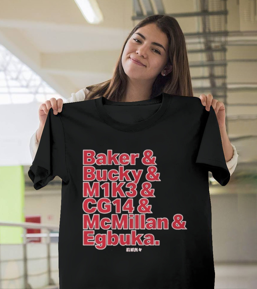 Baker & Bucky & M1K3 & CG14 & McMillan & Egbuka Names Tampa Bay Buccaneers T-Shirt