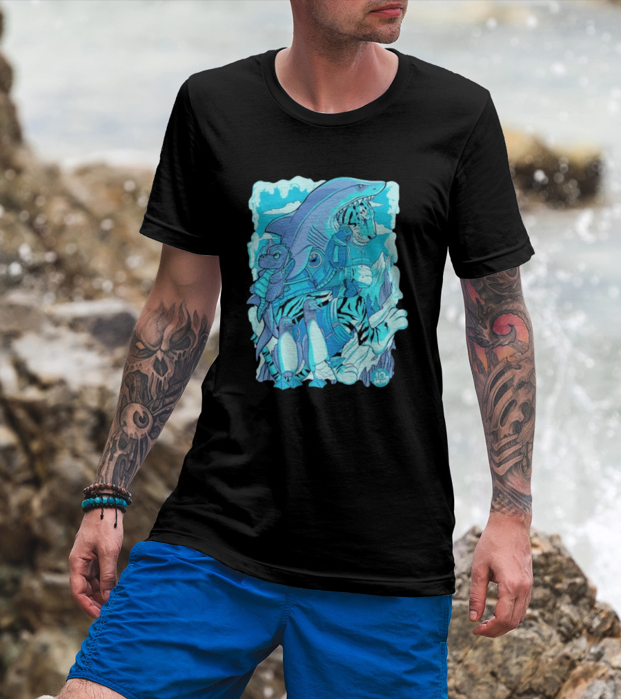 Ten Hundred Siberian Stroll Tiger Shark Creatures Penguins 10 Hun T-Shirt