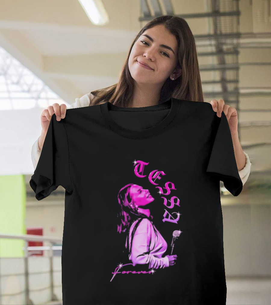 Tessa Forever Økologisk Pink Silhouette with Rose and Stars T-Shirt