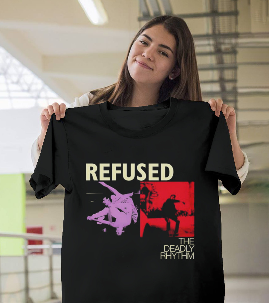 Refused The Deadly Rhythm Skater Red and Purple Imagery T-Shirt