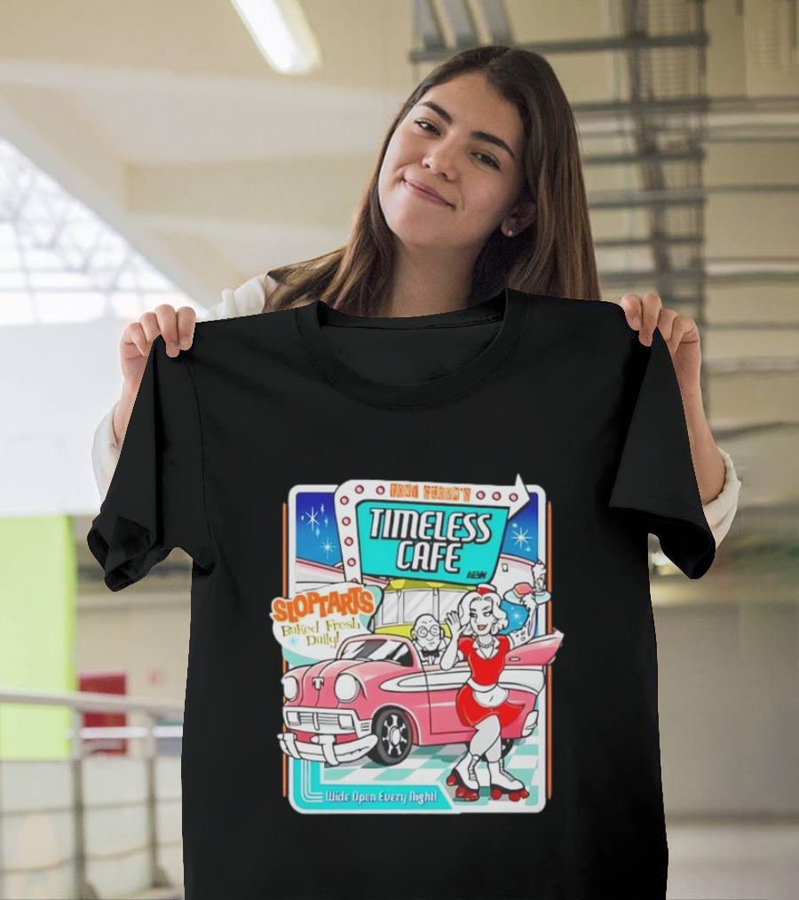 Kina Curvy's Timeless Cafe Sloptarts Baked Fresh Daily Wide Open Every Night Retro Diner Scene T-Shirt