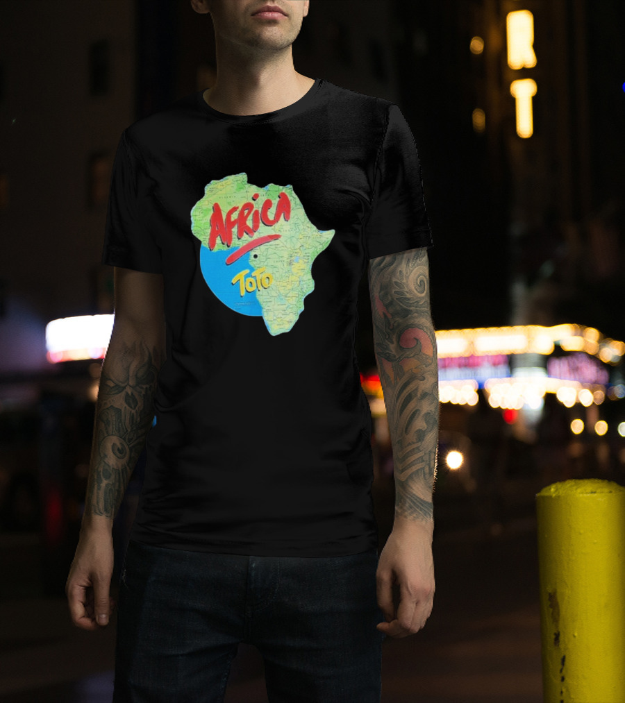 Toto Africa Map Shape With Record Design T-Shirt