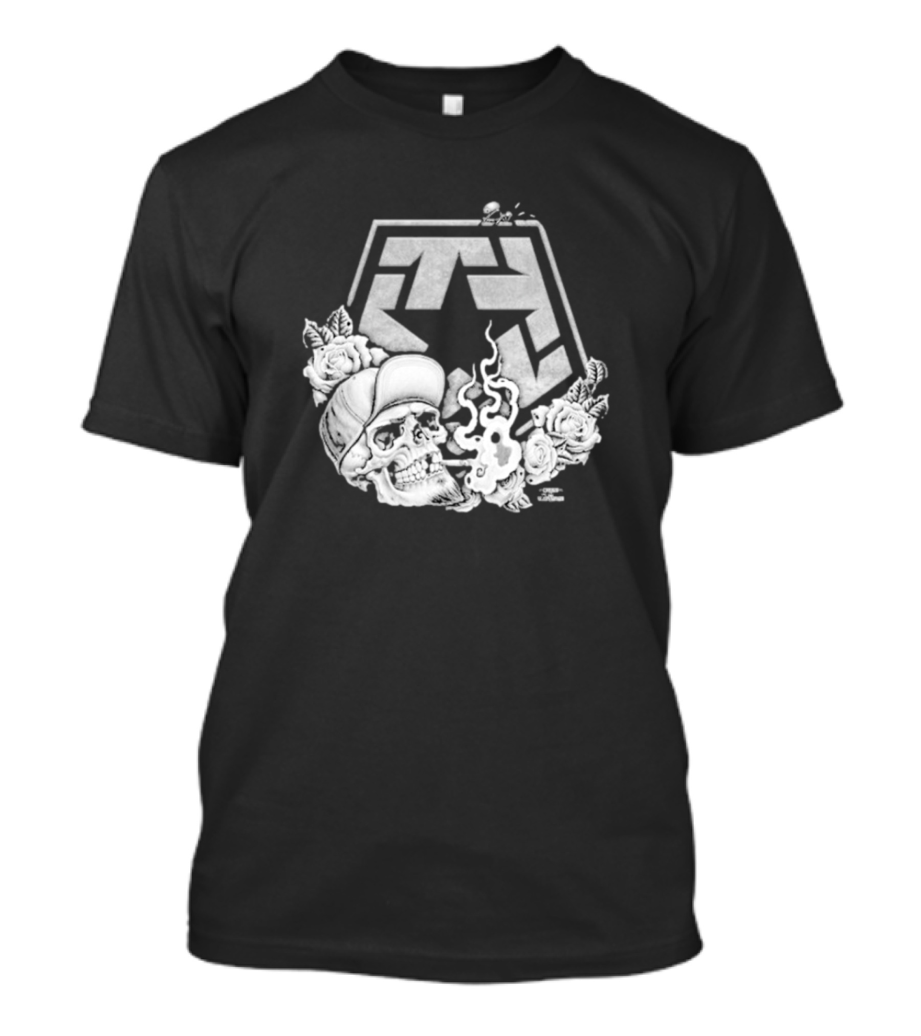 Tribal Gear Chuey Smoke Skull With Smoke And Roses T-Shirt